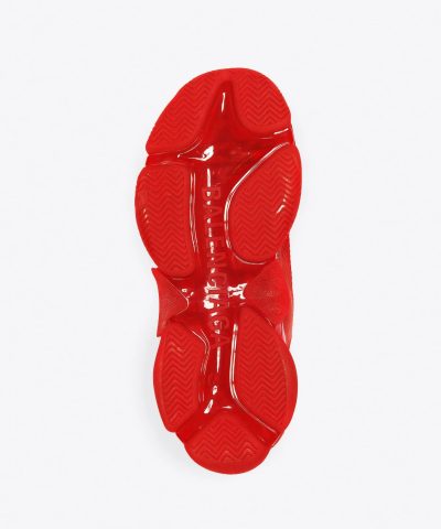Balenciaga Mens Triple S Clear Sole Sneaker In Red 5
