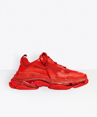 Balenciaga Men's Triple S Clear Sole Sneaker In Red-20267939