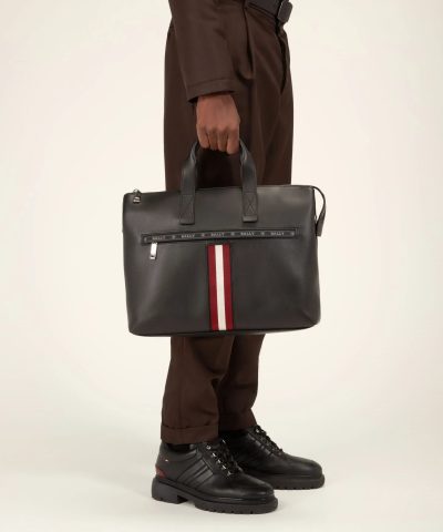 Bally Henda Leather Business Bag In Black 1