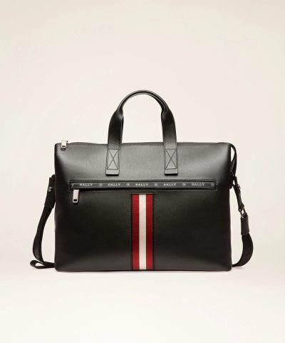 Bally Henda Leather Business Bag In Black-20244231