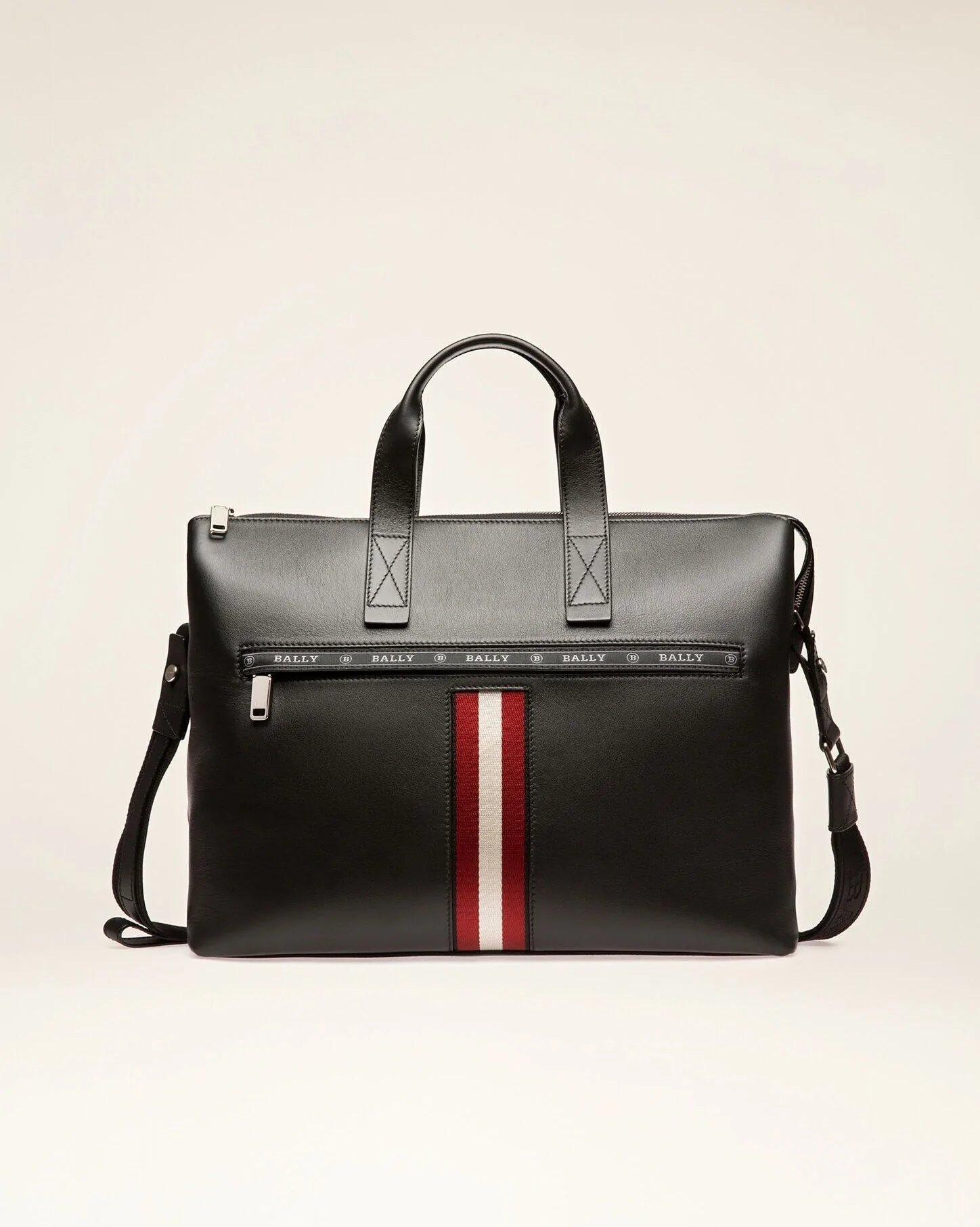 Bally Henda Leather Business Bag In Black-20244230