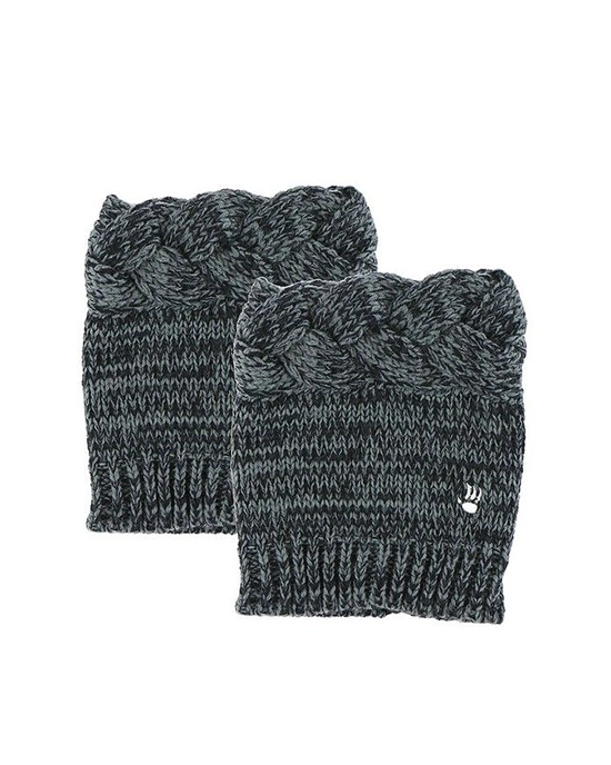 Bearpaw Cable Knit Boot Topper - Charcoal-20227778