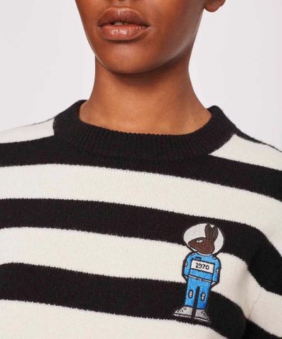 Bella Freud Womens Mythical Bunny Stripe Jumper Black Ivory 1