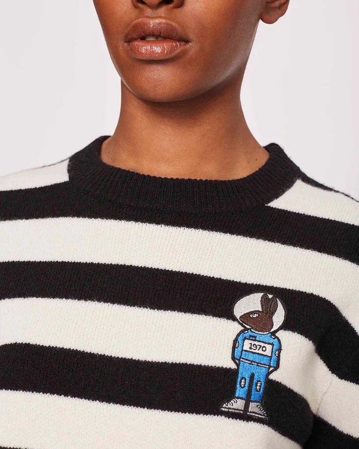 Alternative view of Bella Freud Women's Mythical Bunny Stripe Jumper - Black Ivory