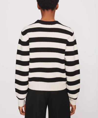 Bella Freud Womens Mythical Bunny Stripe Jumper Black Ivory 2