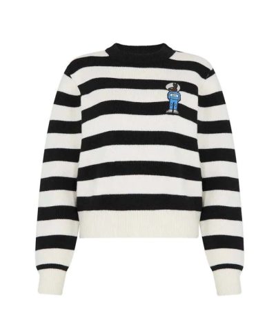 Bella Freud Women's Mythical Bunny Stripe Jumper - Black Ivory-20237744