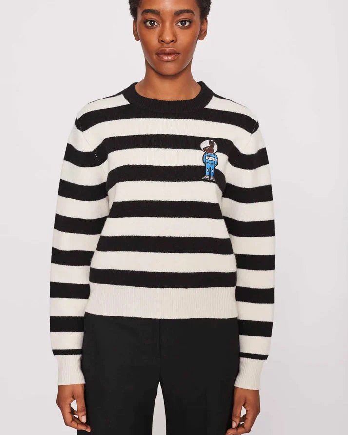 Bella Freud Women's Mythical Bunny Stripe Jumper - Black Ivory-20237741