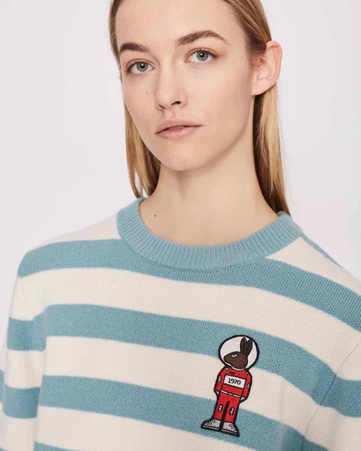 Alternative view of Bella Freud Women's Mythical Bunny Stripe Jumper - Blue Ivory