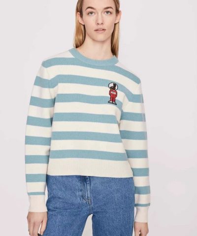 Bella Freud Women's Mythical Bunny Stripe Jumper - Blue Ivory-20237749