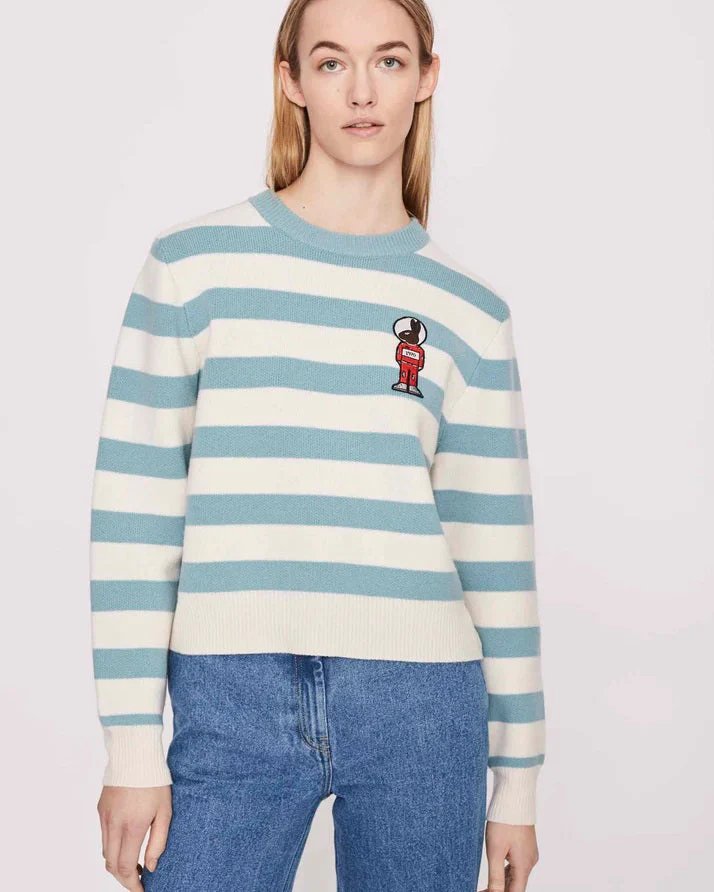 Bella Freud Women's Mythical Bunny Stripe Jumper - Blue Ivory-20237749