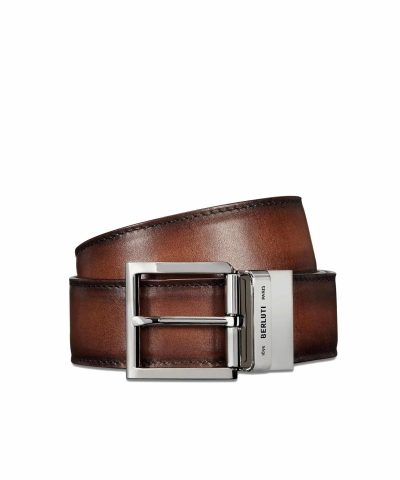 Berluti Signature Canvas and Venezia Leather 35 mm Belt 1 1
