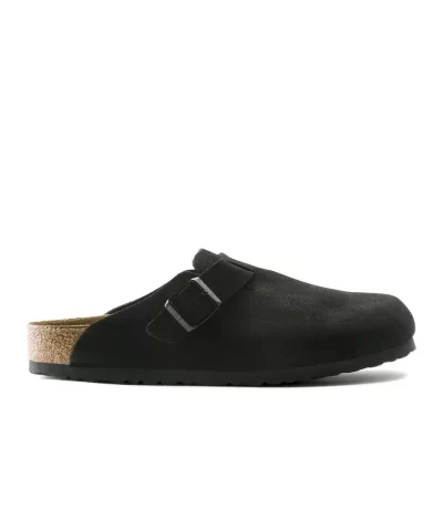 Birkenstock Boston Soft Footbed Suede Leather, Black-20298325