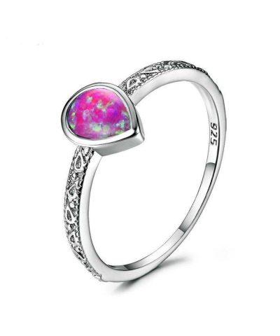 Blaike 925 Sterling Silver Filled Water Drop Fire Opal Rings-20274294