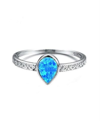 Blaike 925 Sterling Silver Filled Water Drop Fire Opal Rings 3
