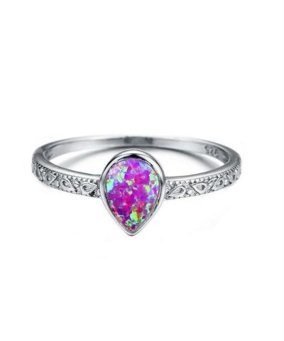 Blaike 925 Sterling Silver Filled Water Drop Fire Opal Rings 5