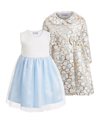 Blueberi Boulevard Little Girls 2 Pc. Floral Brocade Coat Dress Set 1