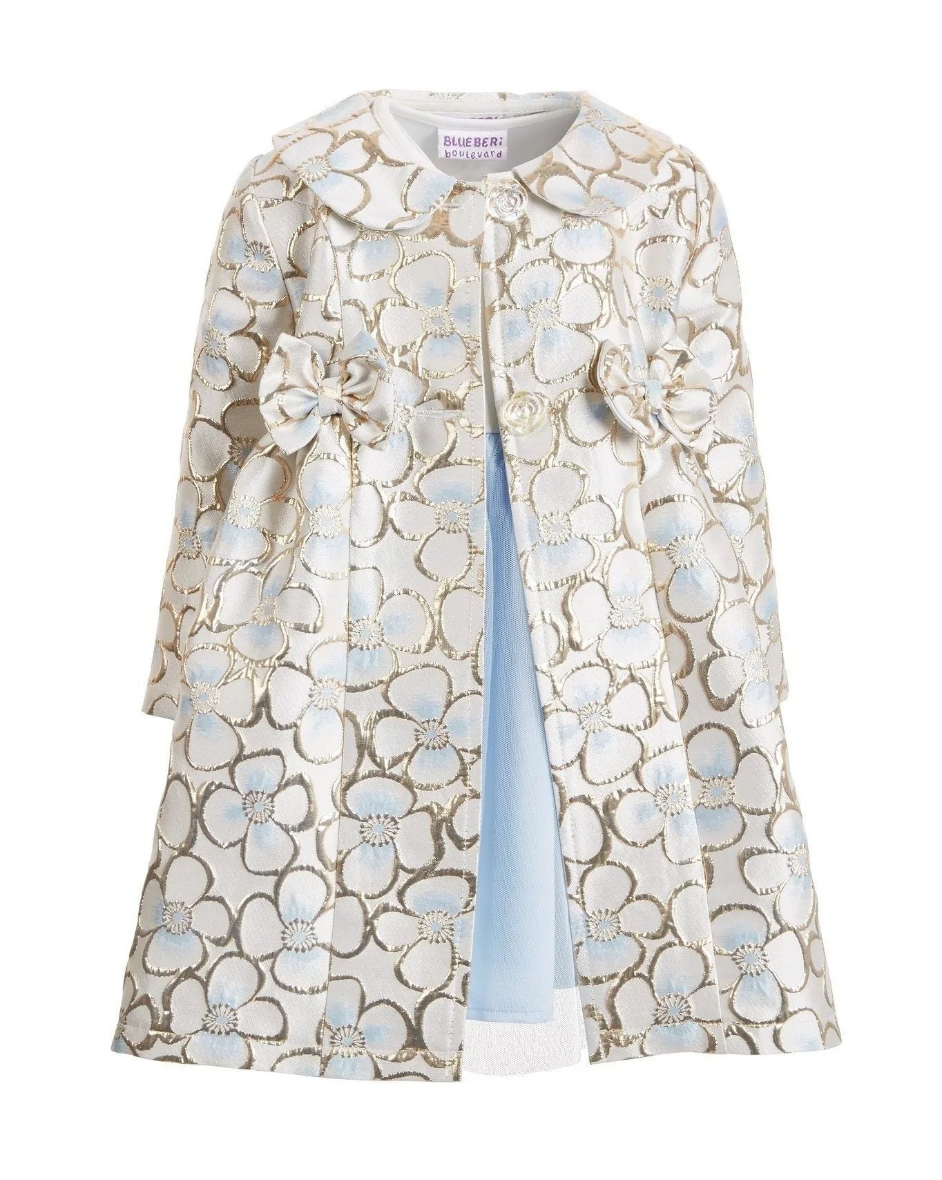 Blueberi Boulevard Little Girls 2-Pc. Floral Brocade Coat & Dress Set-20248968