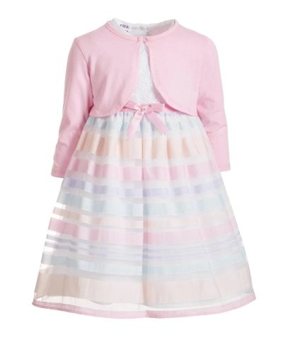 Blueberi Boulevard Toddler Girls 2-Pc. Shrug & Embroidered Rainbow-Stripe Dress Set-20248963