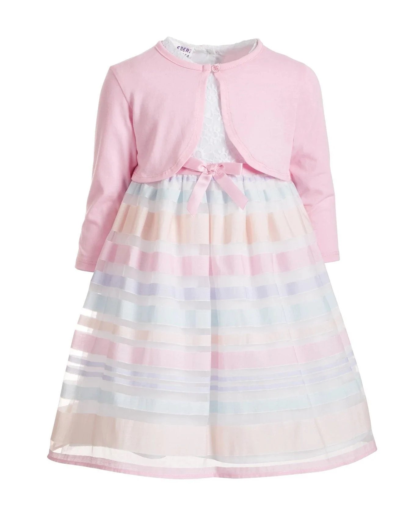 Blueberi Boulevard Toddler Girls 2-Pc. Shrug & Embroidered Rainbow-Stripe Dress Set-20248958