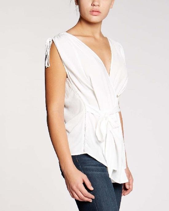 Bobeau Women's Priya Wrap Blouse with Tie Waist-20226785