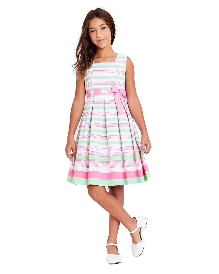 Alternative view of Bonnie Jean Little Girls Striped Linen Dress