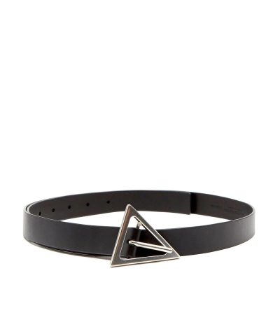Bottega Veneta 2.0 cm Black Triangle Buckle Leather Belt 1