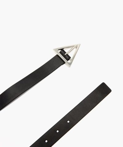 Bottega Veneta 2.0 cm Black Triangle Buckle Leather Belt 2