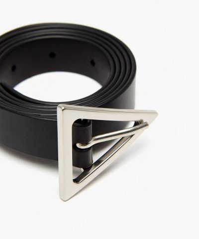 Bottega Veneta 2.0 cm Black Triangle Buckle Leather Belt 3