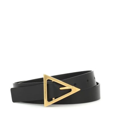 Bottega Veneta 2.0 cm Black Triangle-Buckle Leather Belt-20252948