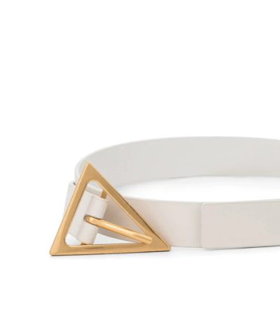 Alternative view of Bottega Veneta 2.0 cm White Triangle-Buckle Leather Belt