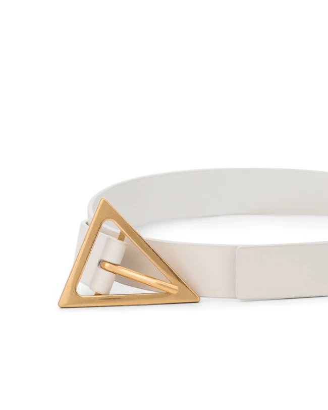 Alternative view of Bottega Veneta 2.0 cm White Triangle-Buckle Leather Belt
