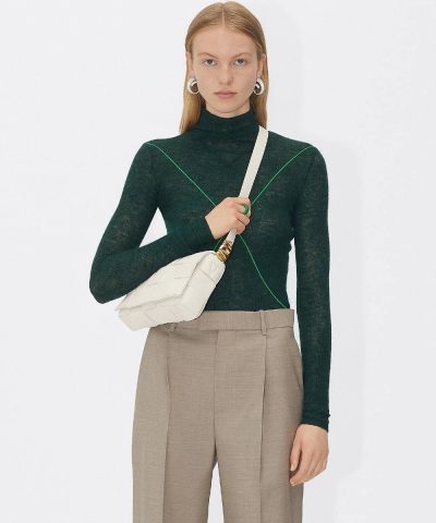 Bottega Veneta Cassette Leather Crossbody Bag White 1