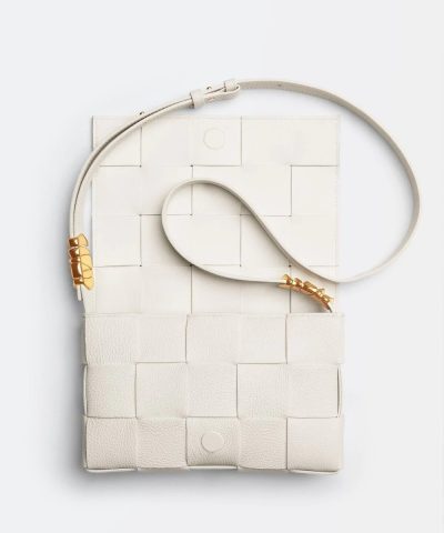 Bottega Veneta Cassette Leather Crossbody Bag White 3