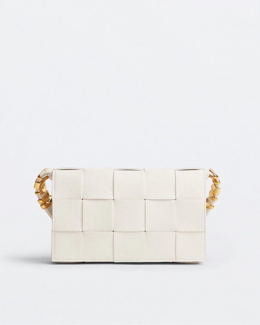 Bottega Veneta Cassette Leather Crossbody Bag, White-20246318