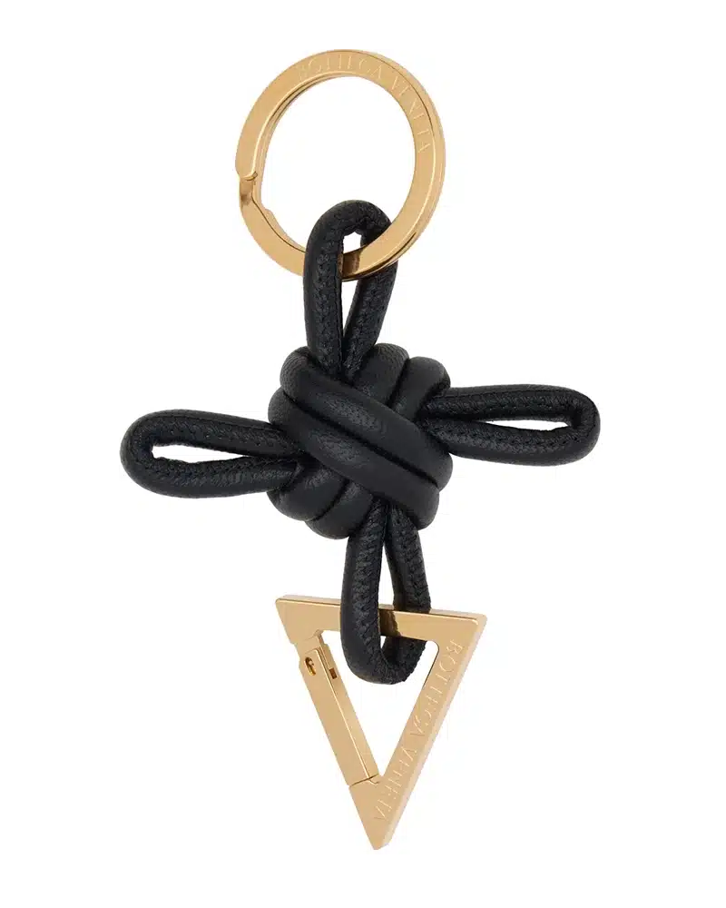 Alternative view of Bottega Veneta Knot Leather and Gold-Tone Keyring