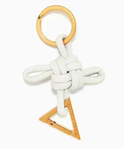 Bottega Veneta Knot Leather and Gold-Tone Keyring - Image 3
