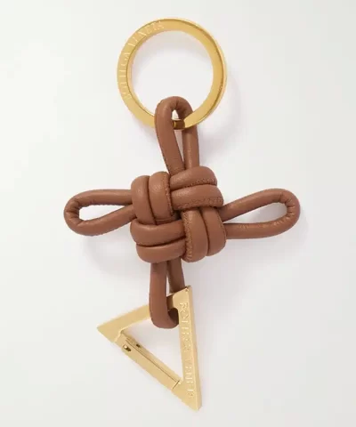 Bottega Veneta Knot Leather and Gold-Tone Keyring - Image 7