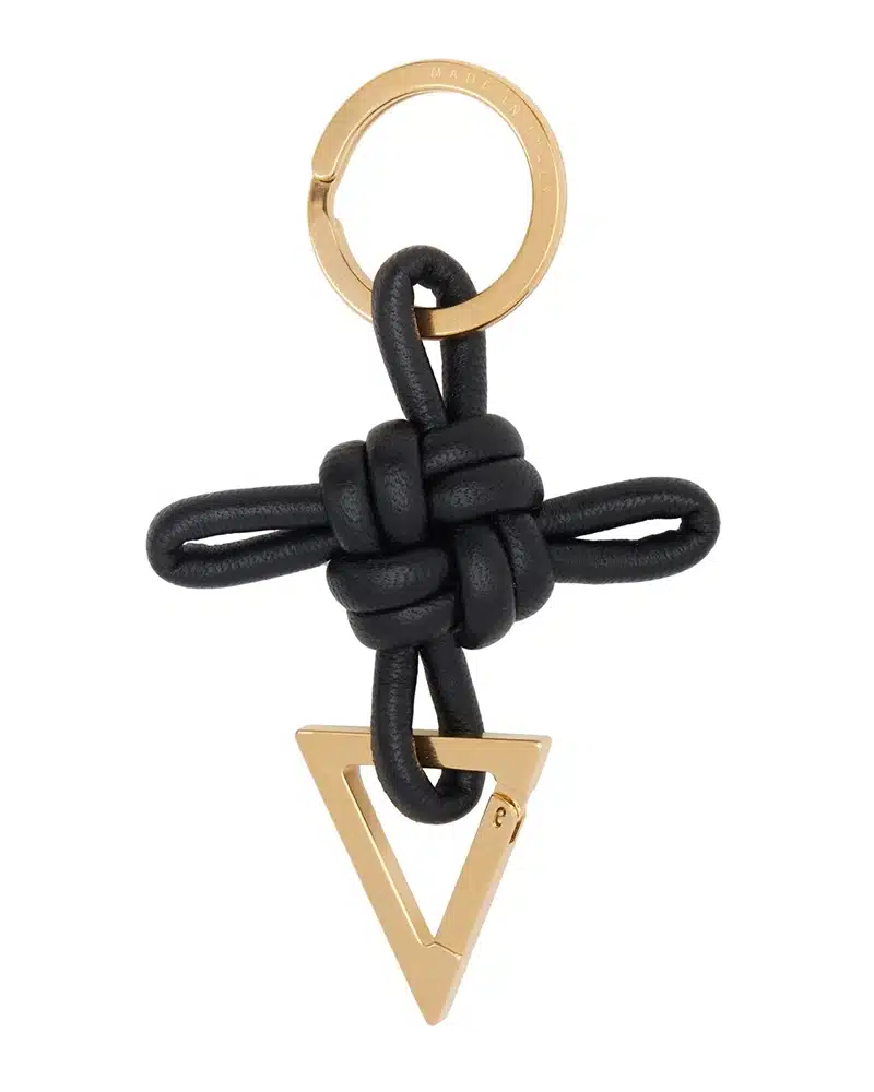 Bottega Veneta Knot Leather and Gold-Tone Keyring-20310852