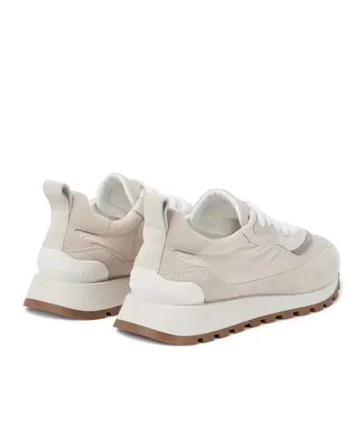 Brunello Cucinelli Bead-Embellished Shell And Suede Sneakers - Image 3