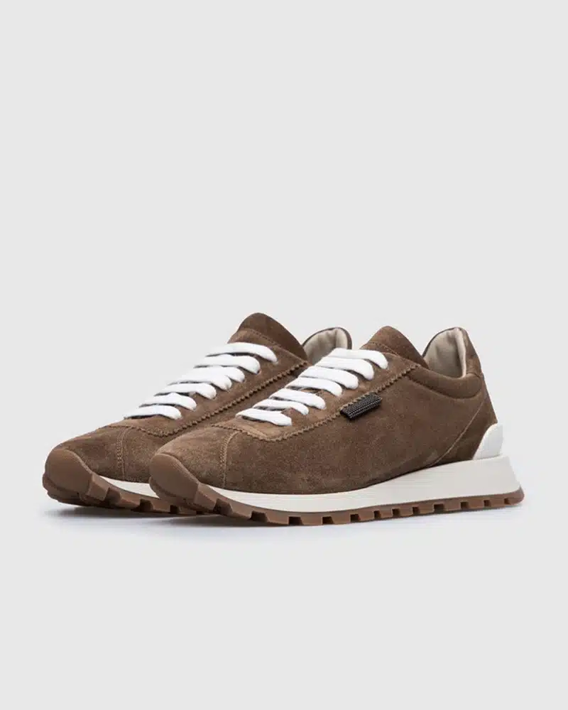 Alternative view of Brunello Cucinelli Bead-Embellished Suede Sneakers