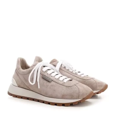 Brunello Cucinelli Bead Embellished Suede Sneakers 1