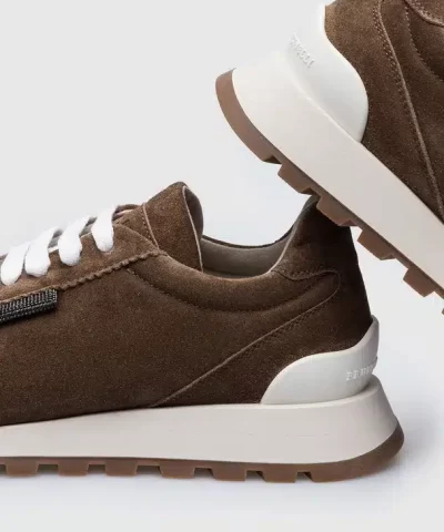 Brunello Cucinelli Bead Embellished Suede Sneakers 3 1