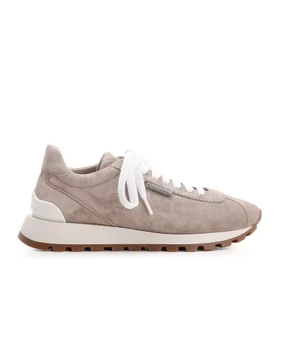 Brunello Cucinelli Bead-Embellished Suede Sneakers-20310070