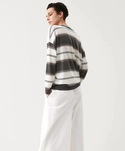 Brunello Cucinelli Cardigan In Cashmere With Sparkling Stripes - Image 5