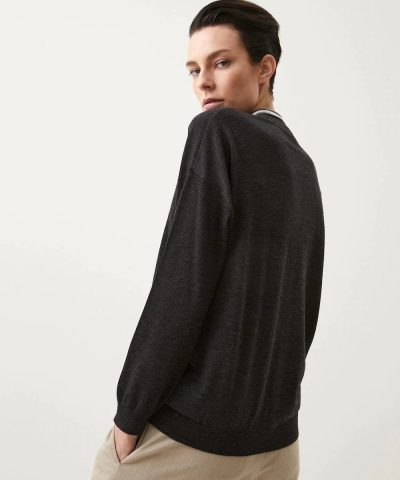 Brunello Cucinelli Cashmere Cardigan With Shiny Contrast Trim - Image 3