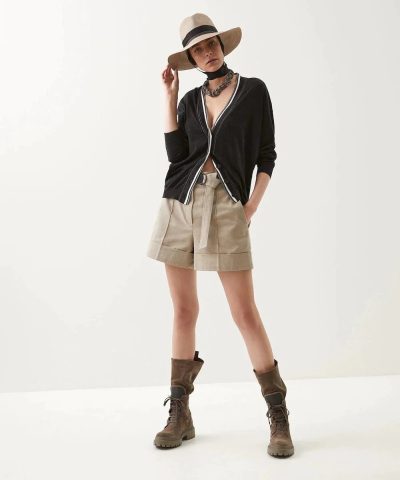 Brunello Cucinelli Cashmere Cardigan With Shiny Contrast Trim - Image 5