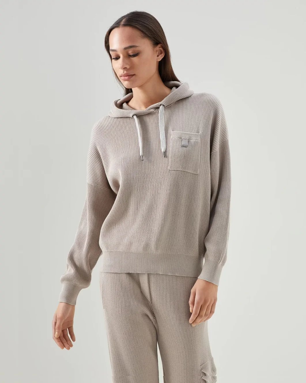 Brunello Cucinelli Cotton English Rib Hooded Sweater With Precious Pocket Loop-20238763