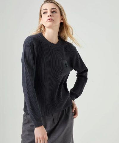 Brunello Cucinelli Cotton English Rib Sweater With Precious Pocket Loop-20238772
