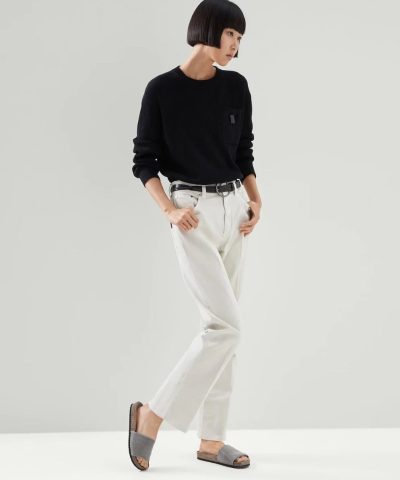 Brunello Cucinelli Cotton English Rib Sweater With Precious Pocket Loop 7