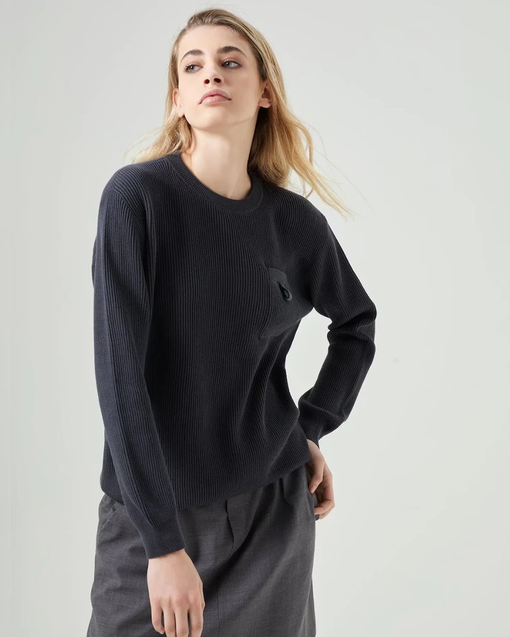 Brunello Cucinelli Cotton English Rib Sweater With Precious Pocket Loop-20238772